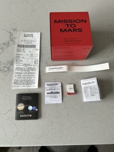 Swatch x Omega Bioceramic Moonswatch Mission To Mars Box, Papers & Strap 海外 即決
