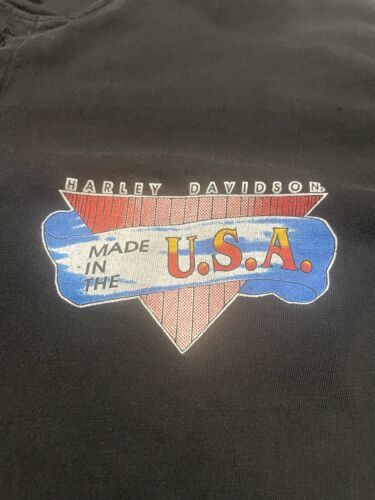 VTG 90’s Harley Davidson Henley T Shirt Sz M Black Single Stitch Made In USA 海外 即決