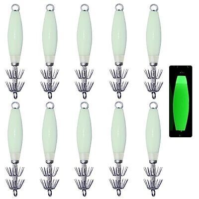 激安価格の Luminous Squid Jig Hooks Kit, 10pcs Glow Squid Fishing Jigs  Fluoresent Cuttlefis 海外 即決 