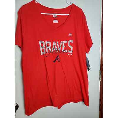 Atlanta Braves Shirt Womens 2XL Red MLB Baseball World Series Ladies 海外 即決