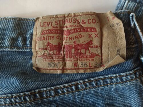 Vintage Levi's Men's 501 Button Fly Blue Denim Jeans 36x33 Black Batwing Good Co 海外 即決