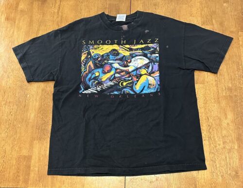 Vintage 90´s Smooth Jazz New Orleans T Shirt XL Art Bleach 海外 即決