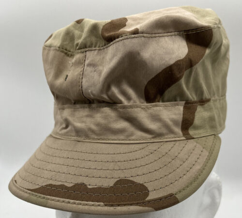 US Military Issue Desert DCU 3 Color Camouflage Ear Patrol Cap Hat Sz 6 7/8 #16 海外 即決