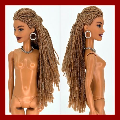 Fashionistas Light Skin AA Barbie Doll Braids Hair Styled Nude Mattel 海外 即決