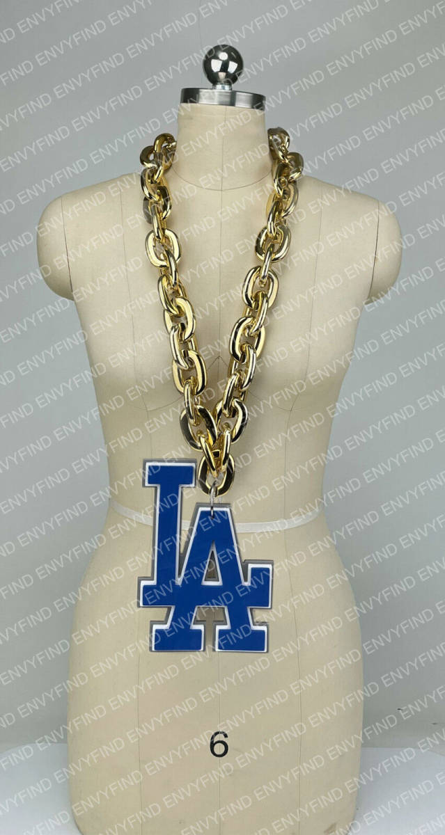 New MLB LOS ANGELES DODGERS GOLD Jumbo Big Fan Chain Necklace Foam MI USA 海外 即決