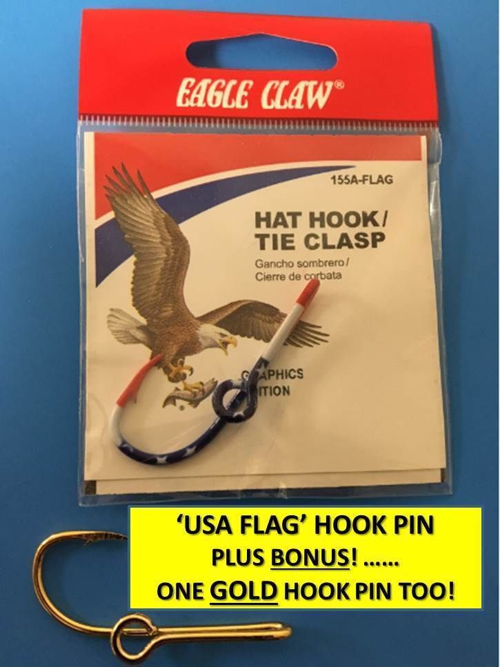 100％品質 EAGLE CLAW ORIGINAL “USA FLAG” FISH HOOK HAT PIN/MONEY