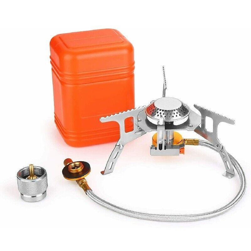 3700W Portable Backpacking Camping Gas Stove with Piezo Ignition, Burner, Case 海外 即決