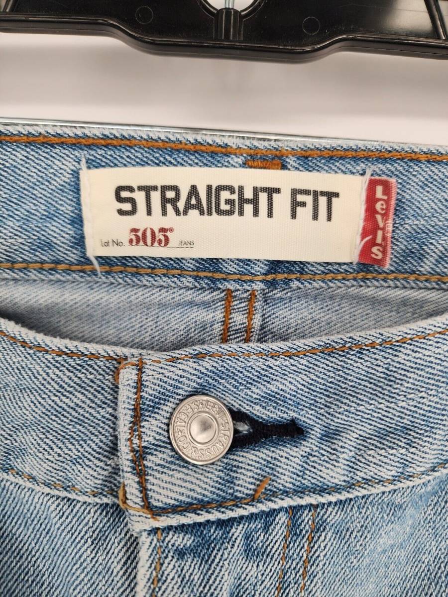 M/G Levi´s 505 Straight Fit Jeans Mens Size 38 x 32 Light Wash Blue 海外 即決