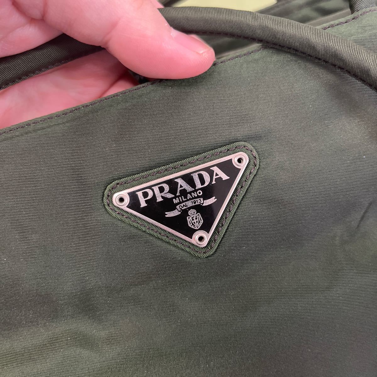 ♪PRADA プラダ トートバッグ ナイロン カーキ_画像7