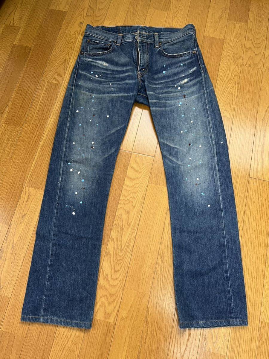 【雰囲気◎】LEVI’S 505 デニム 30インチ リーバイス デニムパンツ ジーンズ インディゴ ペンキ 赤耳送料無料 古着 美中古 復刻 日本製_画像2