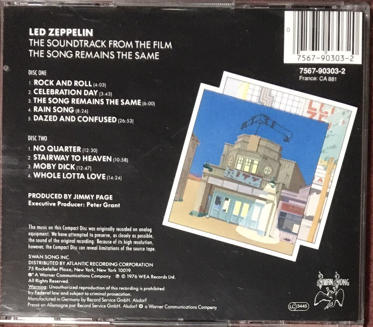 Led Zeppelin [The Song Remains the Same] (2CD) ブリティッシュロック / ハードロック / ブルースロック_画像2