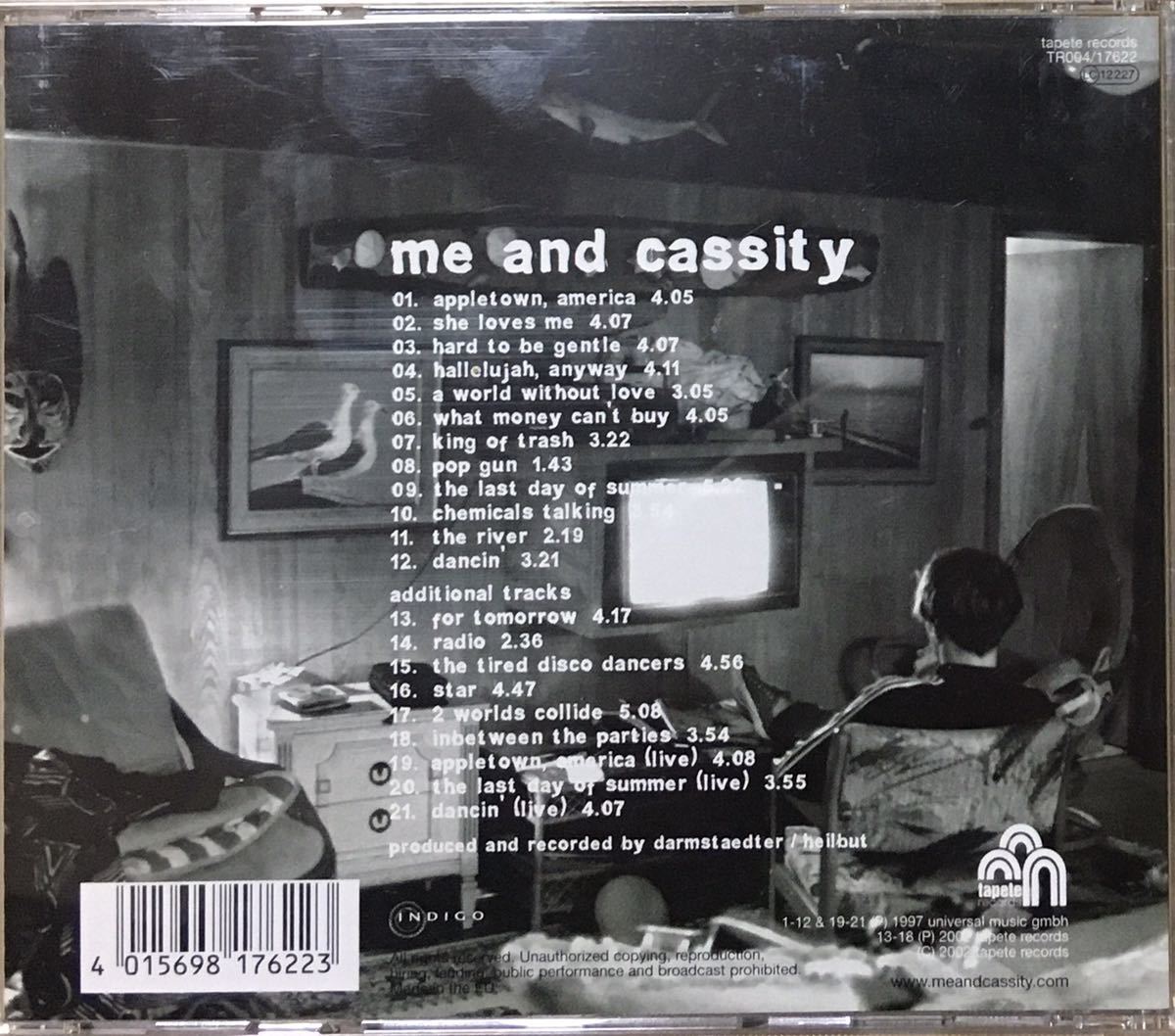 Me and Cassity/96年大名盤1stにボートラ9曲追加！/ドイツ/ネオアコ/ギターポップ/ユーロインディー/Post Punk/New Wave/The Jeremy Days_画像2