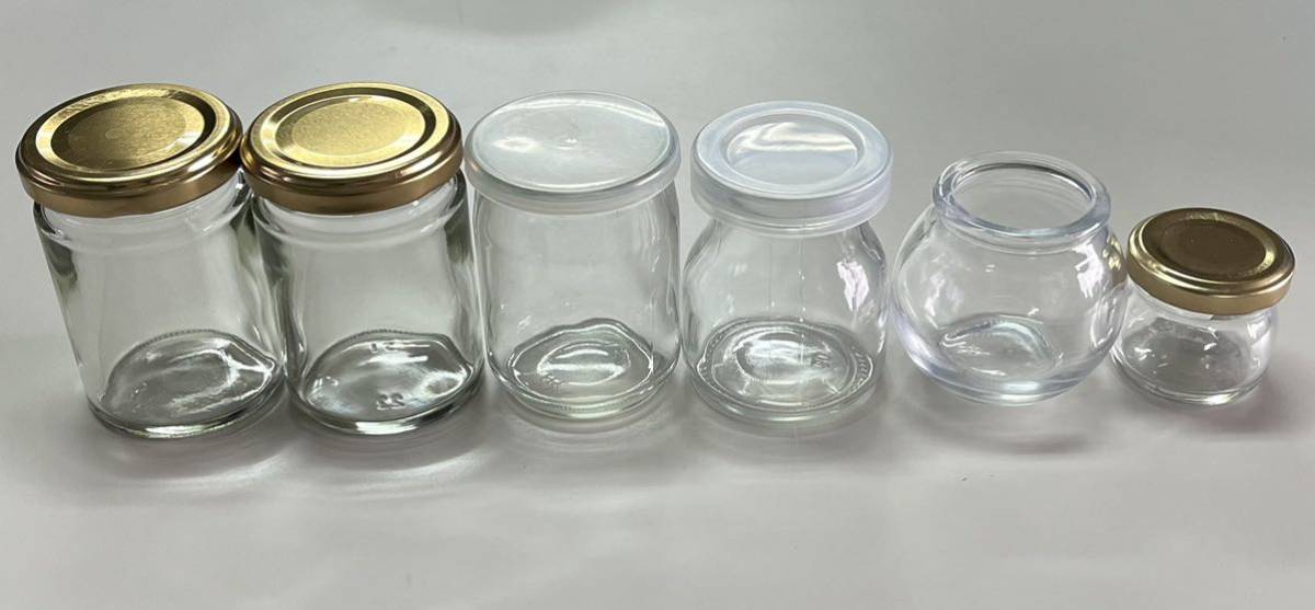 ガラス瓶 6個 直径5.5cm高さ8cm×2、高さ7.5cm×2、高さ6cm×1、直径4cm 高さ4cm×1_画像1