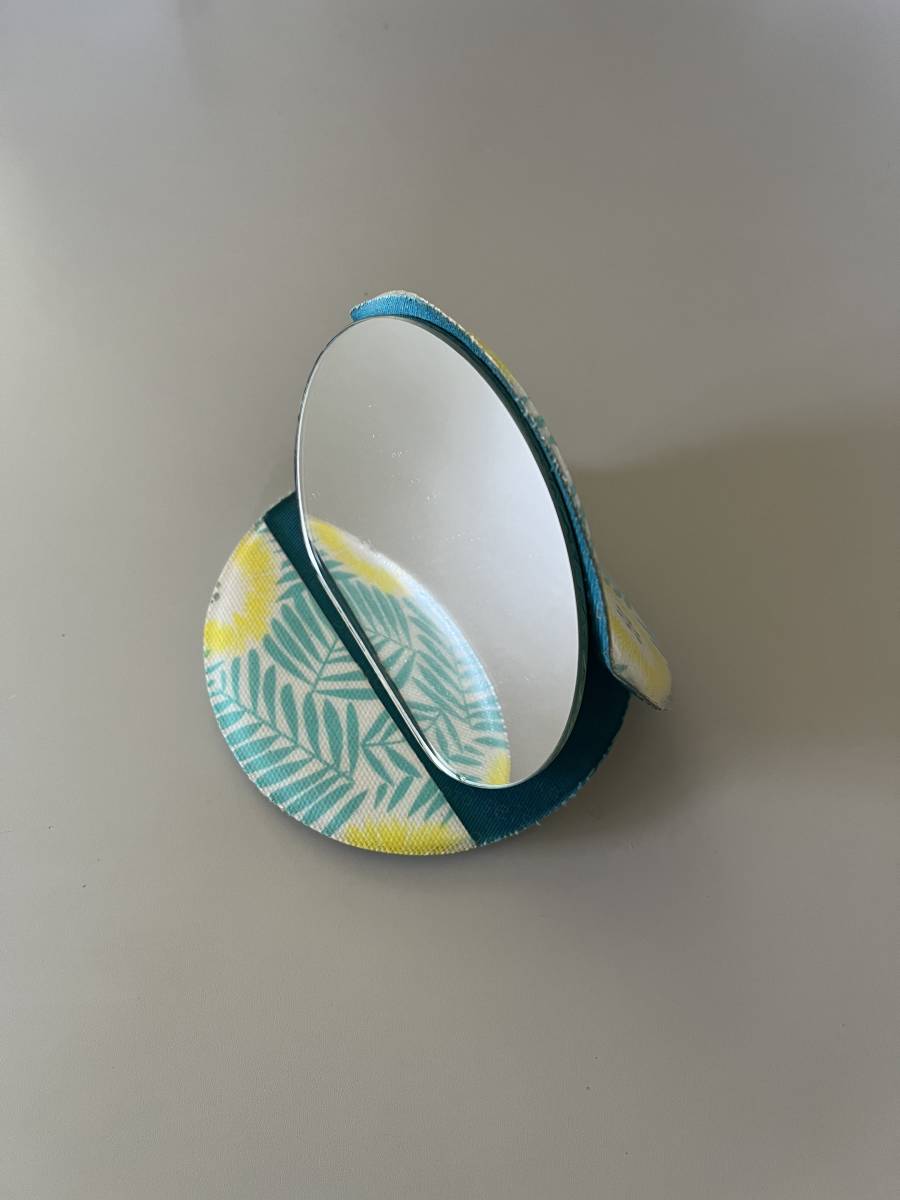 seisuke88 kyoto compact mirror approximately 11.5×10.5cm lime green × yellow 