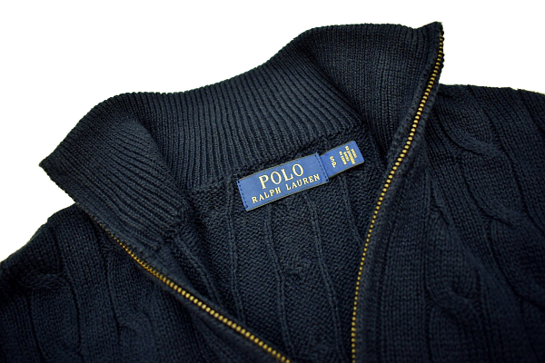 Y-7125★美品★POLO RALPH LAUREN ポロ ラルフローレン★正規品 ネイビー紺色 ポニーロゴ刺繍 ハーフジップ ニット セーター Ｓ_画像3