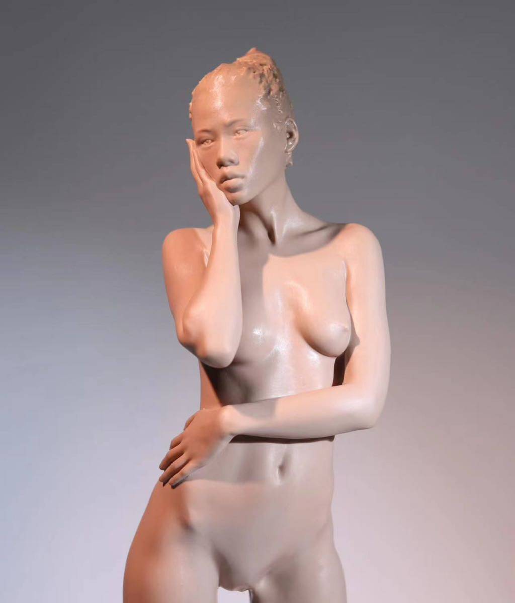【福蔵】超特大型 西洋美術 置物 美人 裸婦 ヌード 樹脂製 少女 女神 女性 高54.3cm_画像6