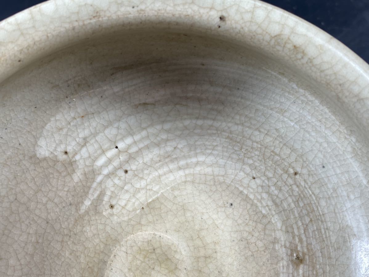 【福蔵】李朝後期 平茶碗 刷毛目 茶道具 骨董 古玩 時代品 径13.6cm_画像6