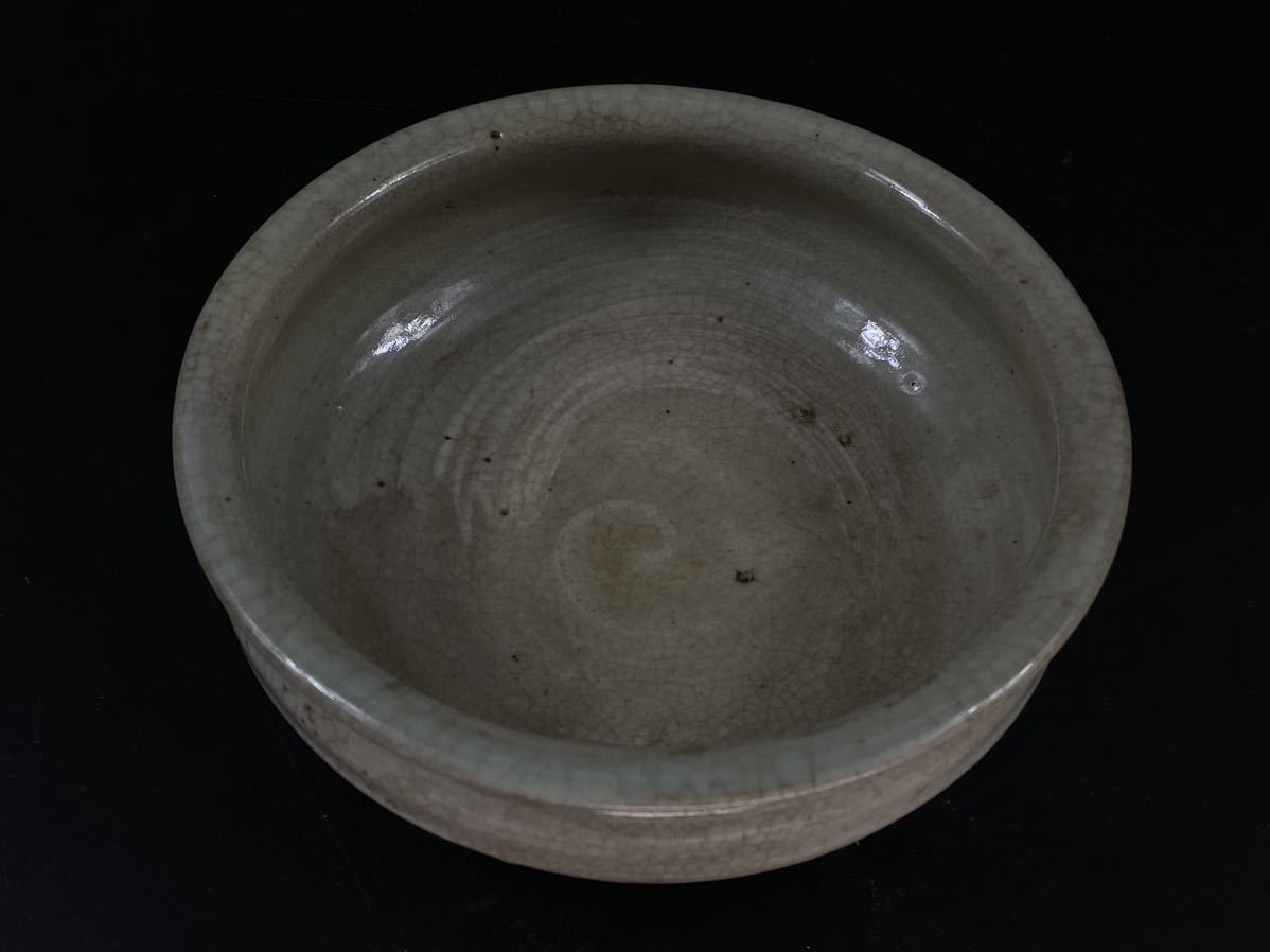 【福蔵】李朝後期 平茶碗 刷毛目 茶道具 骨董 古玩 時代品 径13.6cm_画像2