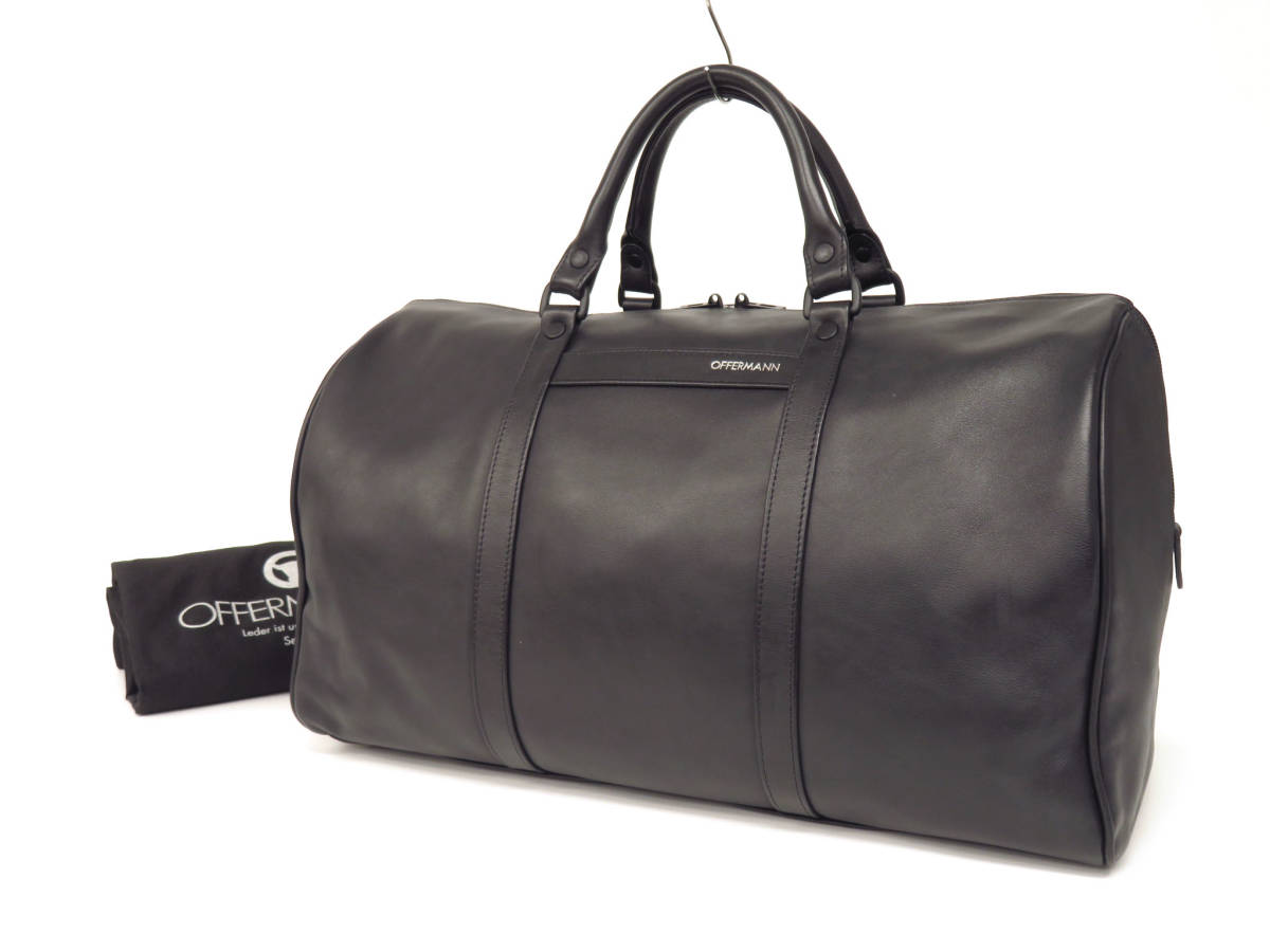 15467 新品同様 極美品 OFFERMANN オファーマン 高級 上質 本革 オールレザー ボストンバッグ ビジネスバッグ 旅行鞄 黒 メンズ ドイツ製