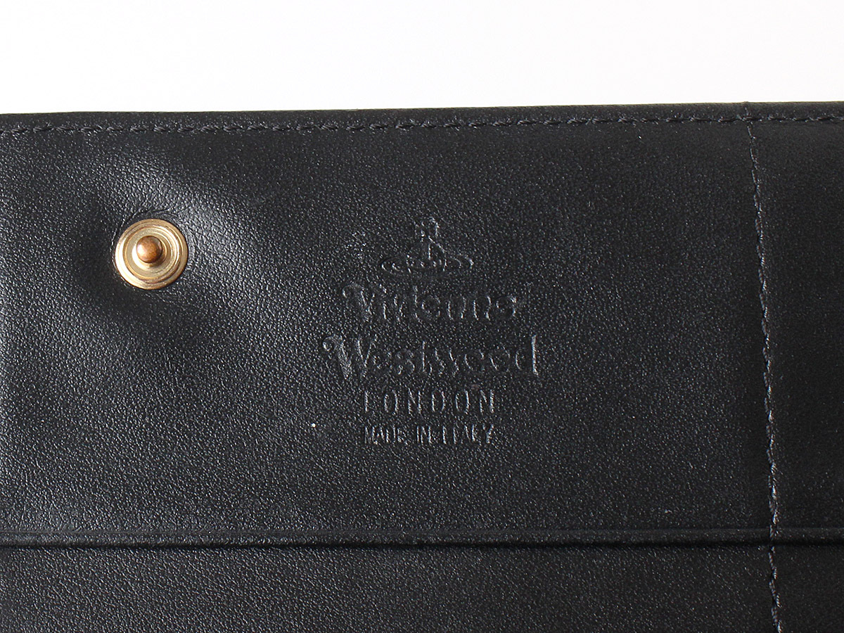 N14782 美品 Vivienne Westwood ヴィヴィアンウエストウッド レザー 長財布 ロングウォレット ブラック 黒 オーブ 箱付 イタリア製_画像9