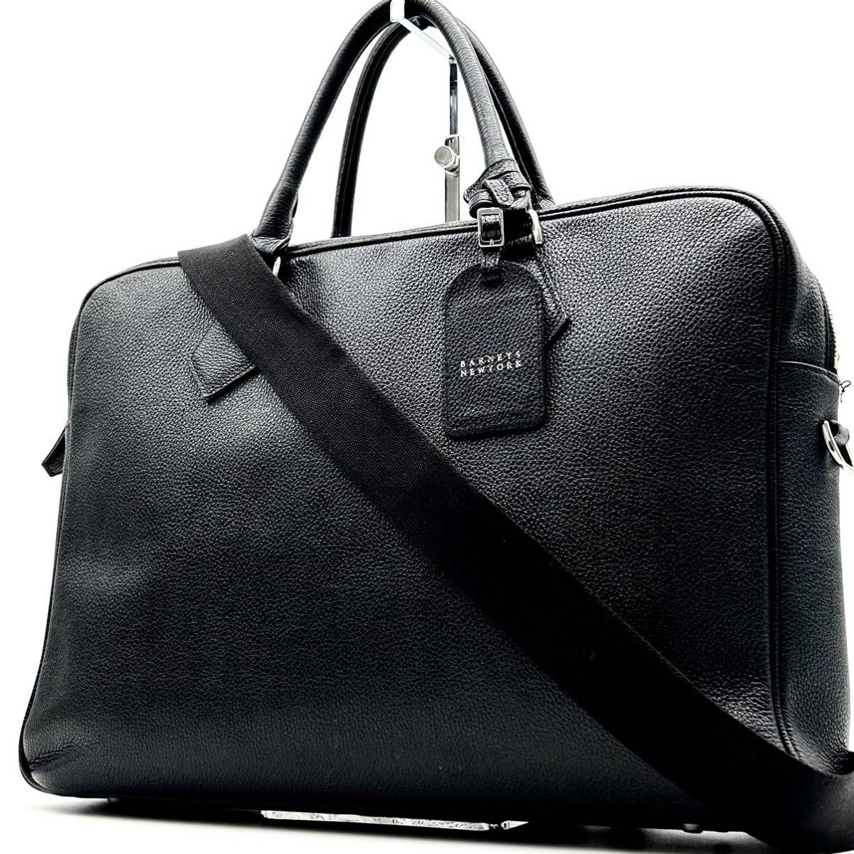 ●極美品●BARNEYS NEW YORK バーニーズニューヨーク 2way ビジネスバッグ トートバッグ ブリーフケース 鞄 かばん A4 PC レザー メンズ 黒