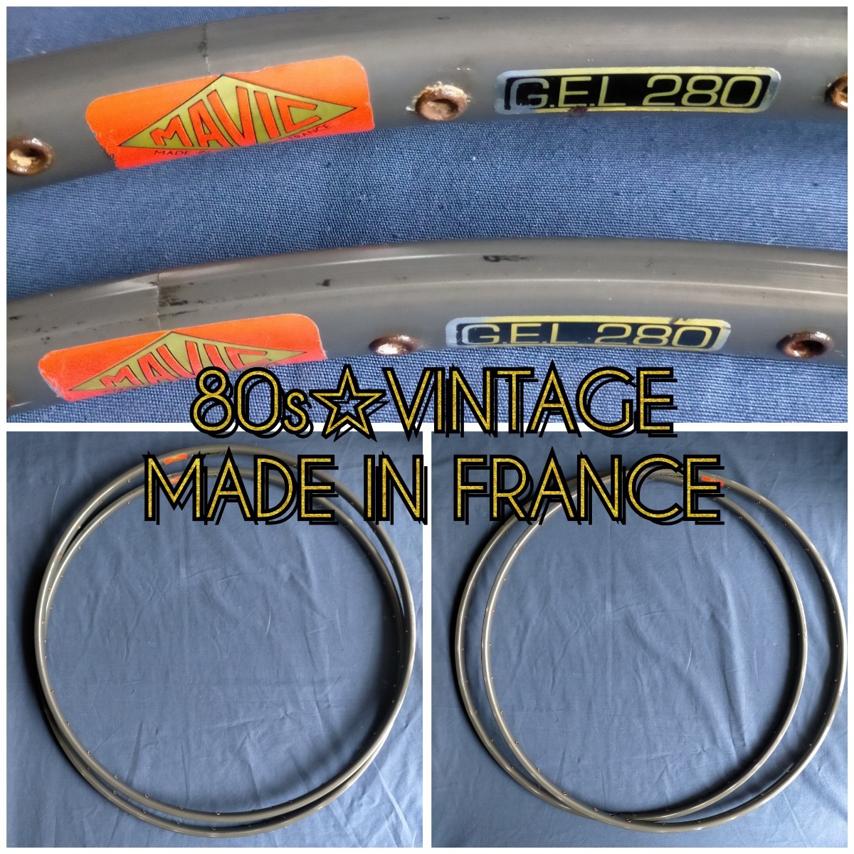 【80s☆フランス製】MAVIC G.E.L280 ガンメタ 32h チューブラー MADE IN FRANCE 700C