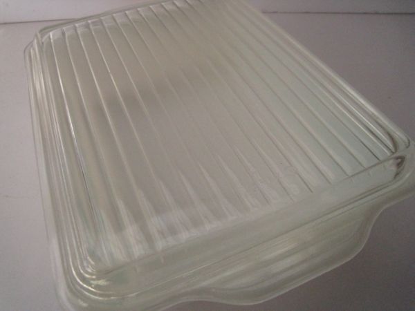 オールドパイレックス Pyrex リフリジレーター Lサイズ バタープリント　蓋つき　キャセロール/21N12.7-46_画像9