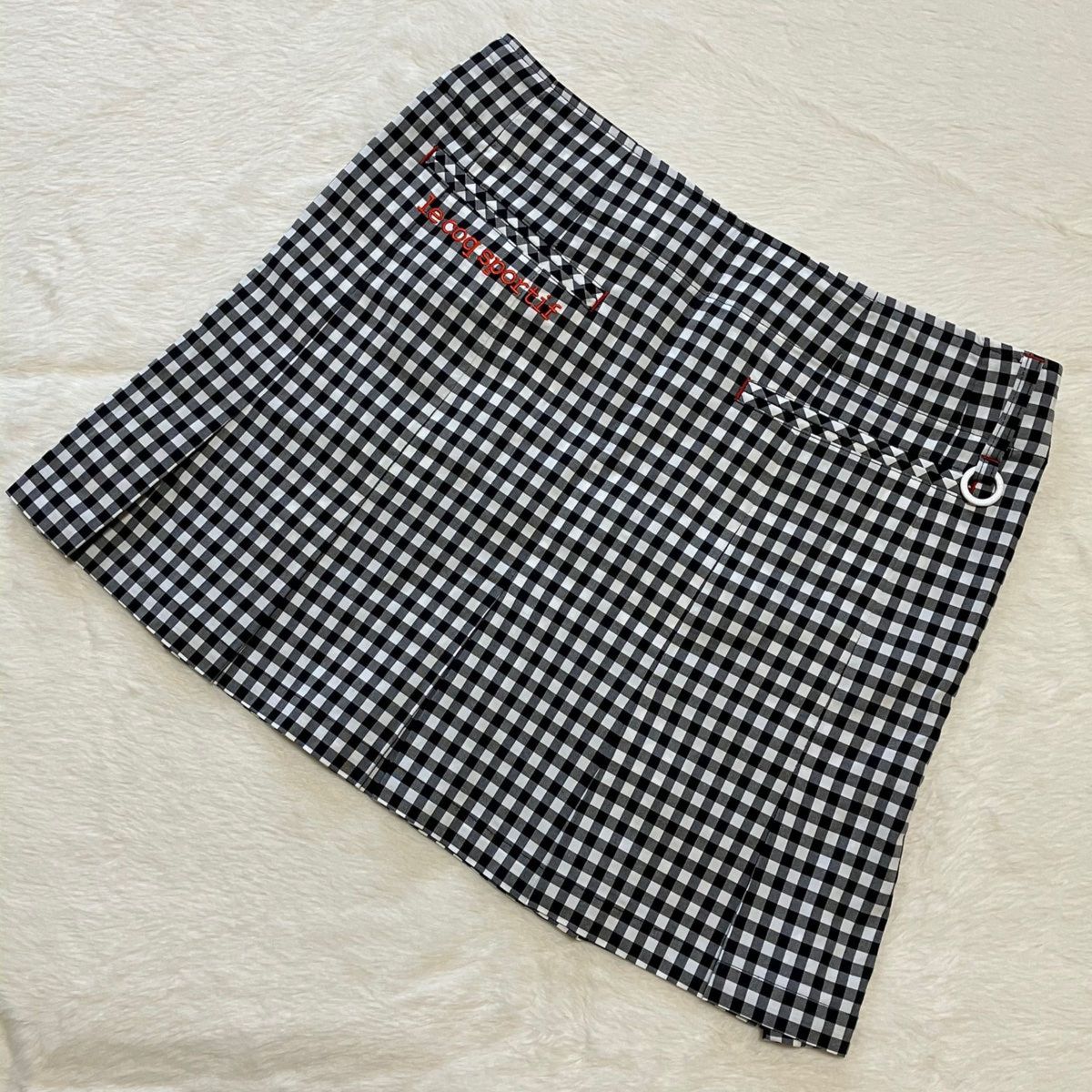 美品 ルコックゴルフ ゴルフスカート ギンガムチェック ロゴ刺繍 美品 ルコックゴルフ ゴルフスカート ギンガムチェック ロゴ刺繍