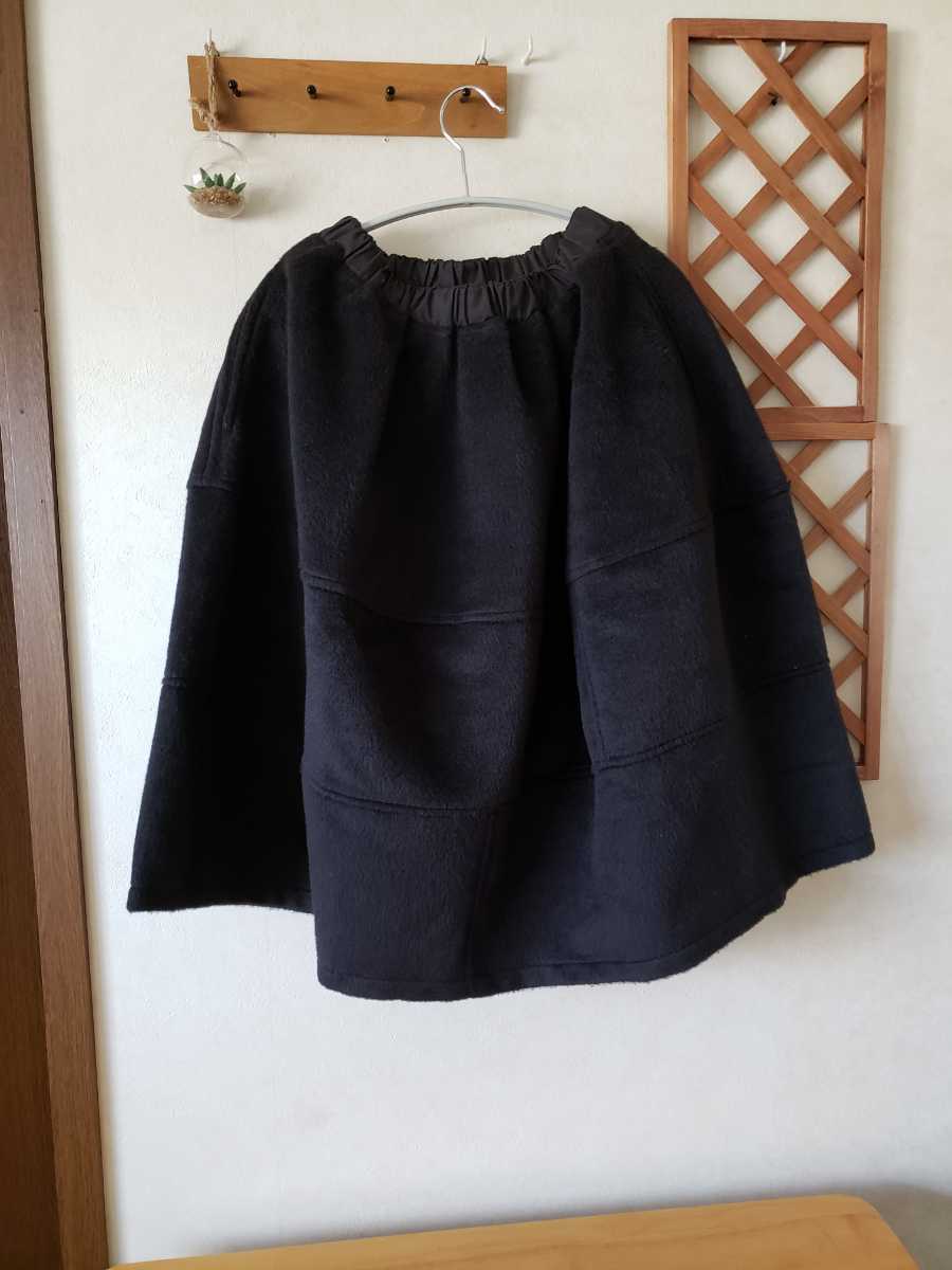 オシャレウォーカーkOhAKUコハクぬくもりと質感に魅了されるシンプルなようで印象的な存在ふんわりシャギースカート黒ブラックosharewalker