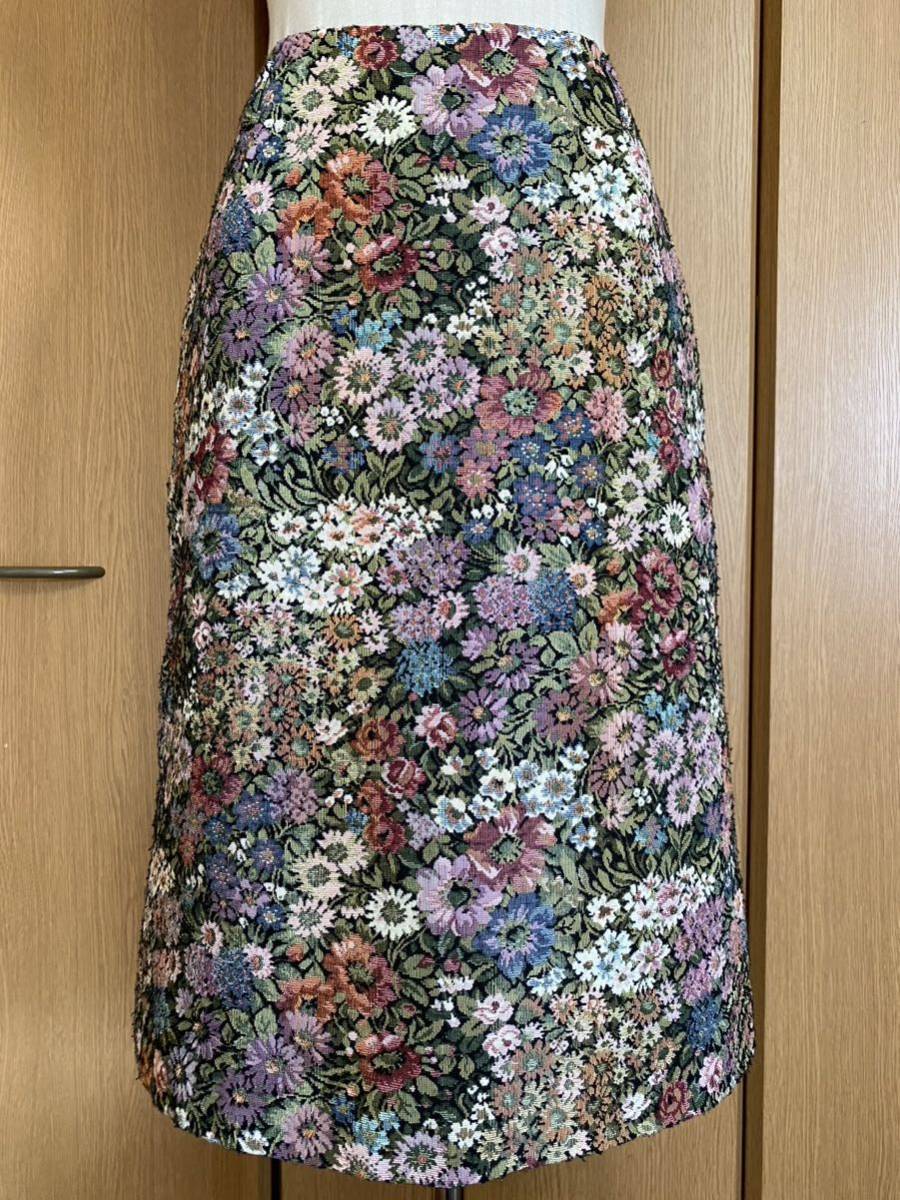 * сделано в Японии щелочь alcali Melrose go Blanc ткань ткань цветочный принт юбка * б/у одежда retro Vintage 