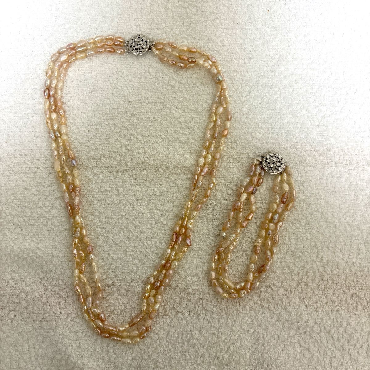 淡水パール　3連ネックレス　ブレスレット　セット 真珠 パールネックレス アクセサリー
