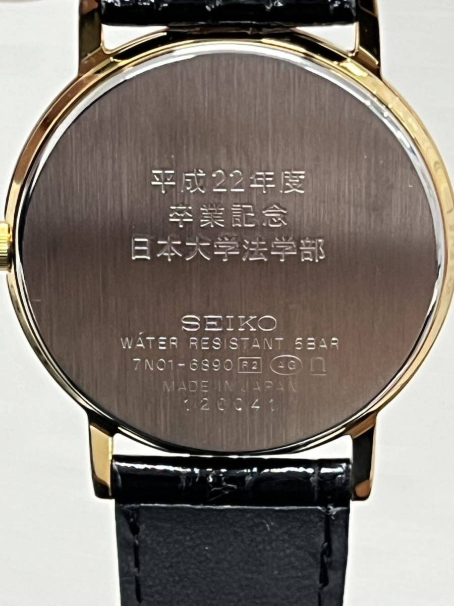SEIKO/セイコー/7N01-6890/3針/ローマン/ゴールドカラー/ラウンド/純正ベルト/箱・付属品付/クォーツ/メンズ腕時計の画像5