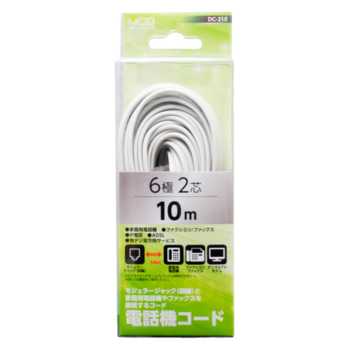 まとめ得 MCO 電話用モジュラーコード 6極2芯 白 10m DC-210/WH x [2個] /l_画像1