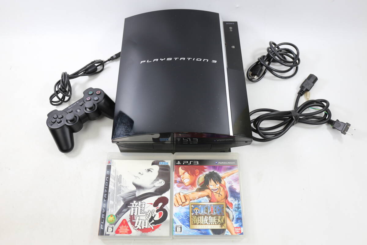 管022706/PS3 本体 CECHL00 ブラック 80GB ゲーム機本体 SONY コントローラー/ソフト/ケーブル/初期化/動作確認済み