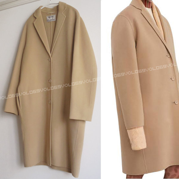 ACNE STUDIOS Acne s Today oz AVALON DOUBLE Avalon wool cashmere oversize Cesta - shift midi coat 34 beige 