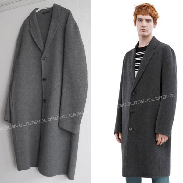 ACNE STUDIOS Acne s Today male CHAD tea do double faced wool cashmere oversize middle long Chesterfield coat 46 gray 