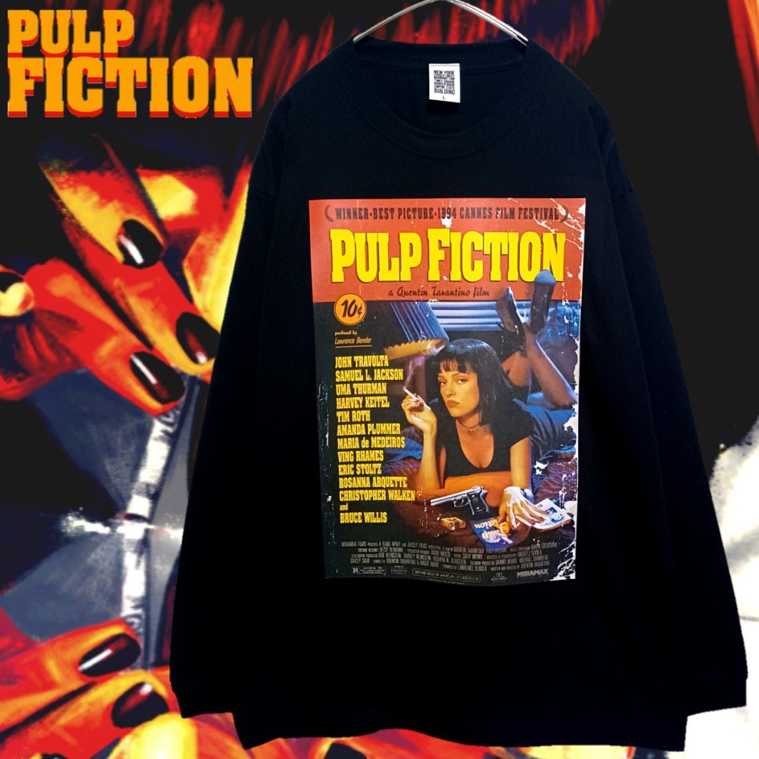 【新品】PULP FICTIONポスターロングTシャツ黒