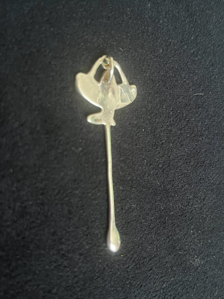  rare hand made a Mu z( woman god ) pendant top SILVER original silver product natural emerald 0,12ct coke spoon 