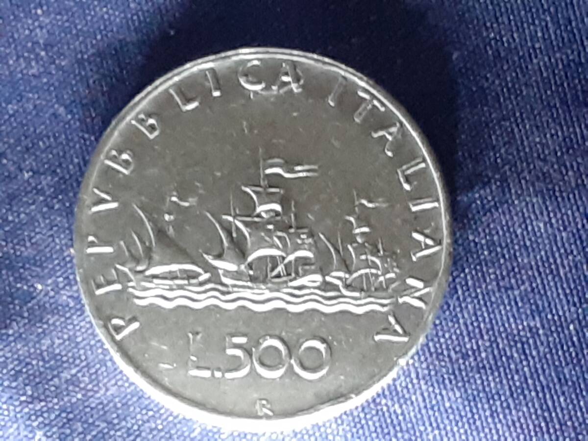 ジャンク品 外国コイン 海外コイン 銀貨 イタリア500リラ サンタマリア銀貨 1959年 １円スタート _画像3