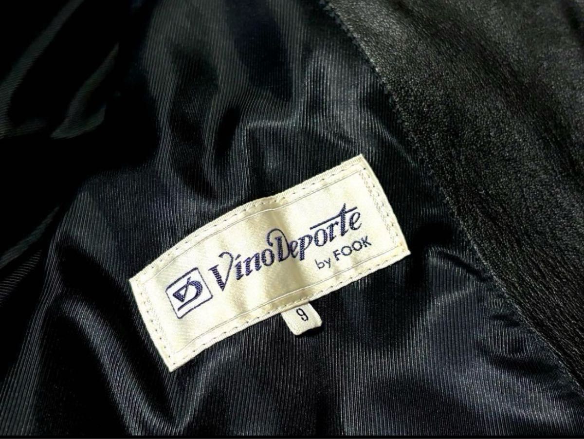 Vintage おしゃれ 異素材  本革 スエード バイカラー コート
