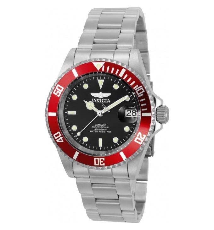 【新品・送料無料】インビクタ INVICTA 腕時計 メンズ 自動巻き カレンダー レッド・ブラック PRO DIVER 22830 メタルバンド 裏スケルトン_画像2