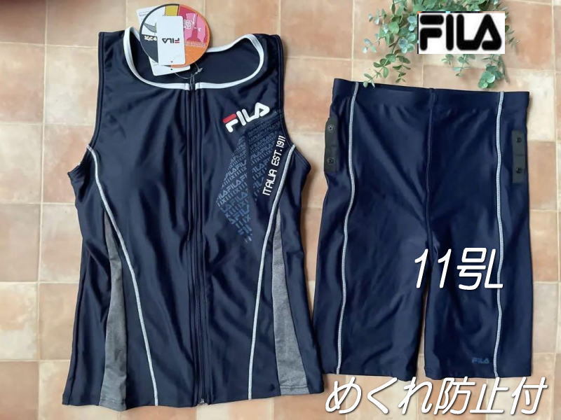  new goods *FILA filler * Ran type fitness swimsuit *11 number L* navy navy blue black * torn off prevention 