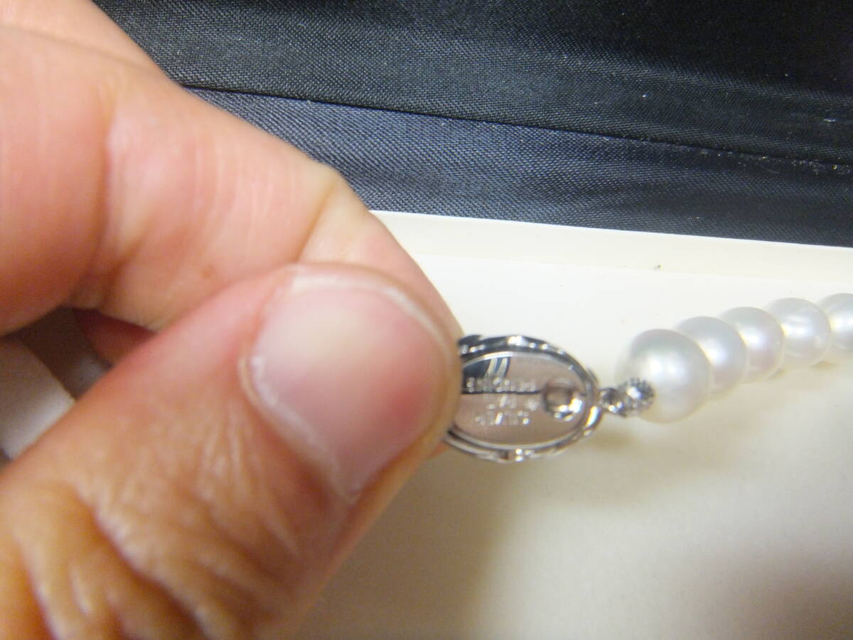 大粒9㎜　真珠 パール ジュエリーマキ パールネックレス 金具 刻印 SILVER ネックレス_画像3