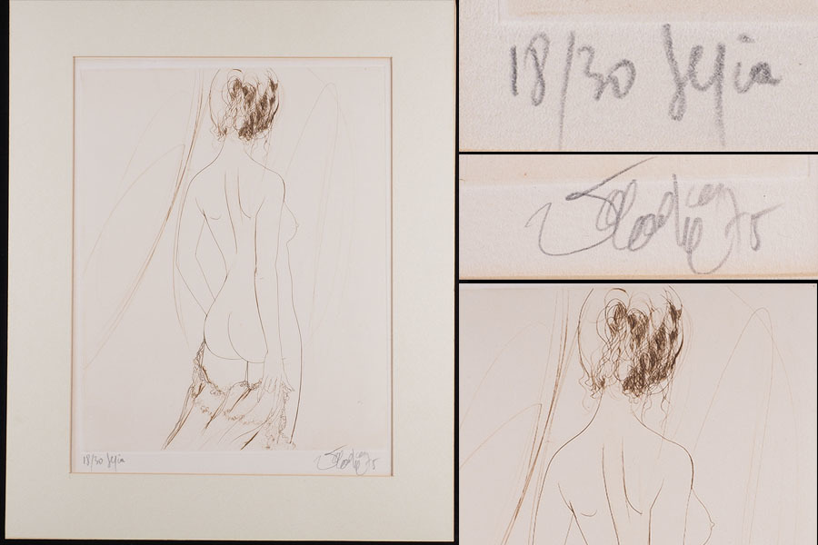 【真作】SS85_フランス画家 ジャン バティスト・バラディエ 裸婦画 美人画 女性 銅板画 エッチング 18/30 42cm×34cm_画像1