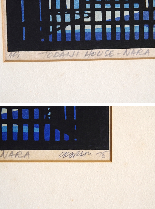 ■クリフトン・カーフ 「 TODAIJI HAUSE-NARA 」 AP 木版画 直筆サイン有 1978年■_画像3