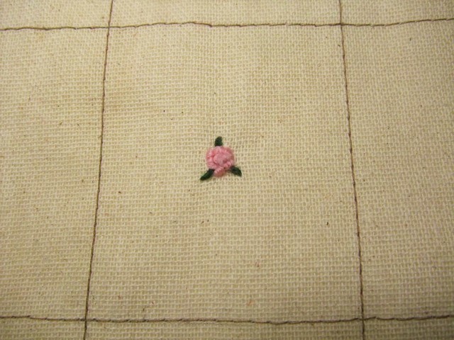 即決☆ハンドメイド 薔薇の刺繍のバケツ型トートバック ざっくりコットン ベージュ 送料185円の画像7