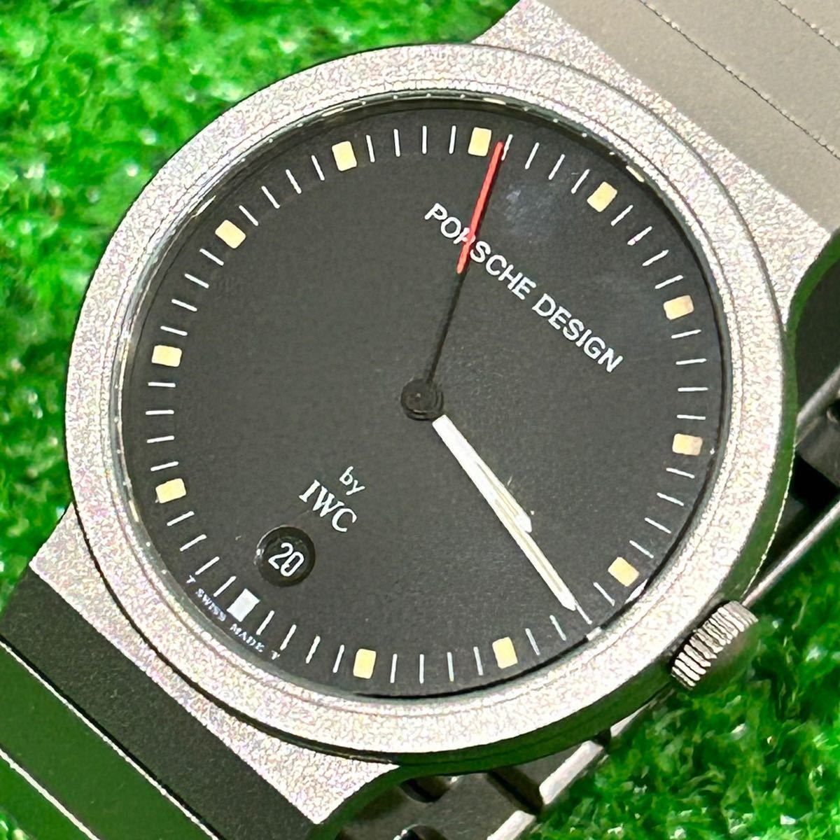 PORSCHE DESIGN ポルシェデザイン IWC 腕時計 黒文字盤 動作未確認 ジャンク品(E352)_画像1