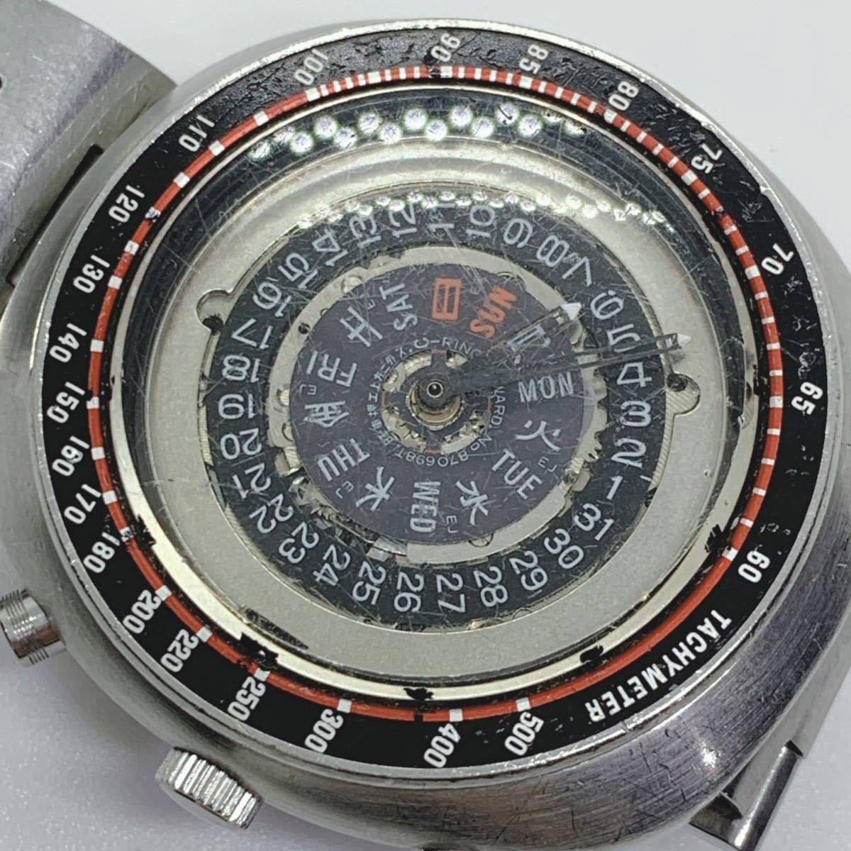 SEIKO セイコー 腕時計 5SPORTS 5スポーツ 6138-0011 スピードタイマー 自動巻き 文字盤欠品 不動品 ジャンク_画像3