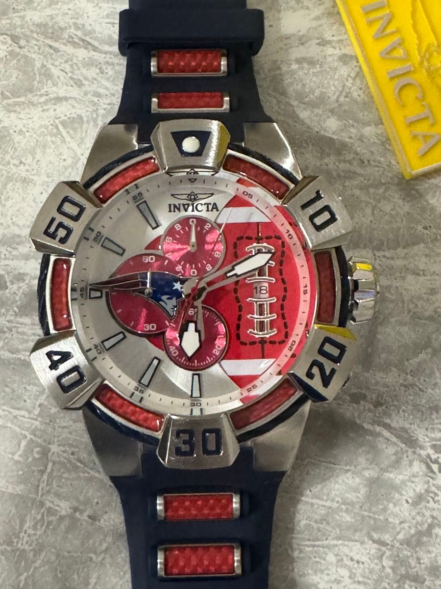 Invictaインヴィクタ 腕時計 NFL New England Patriots メンズウォッチ 52mm ブルー レッド 