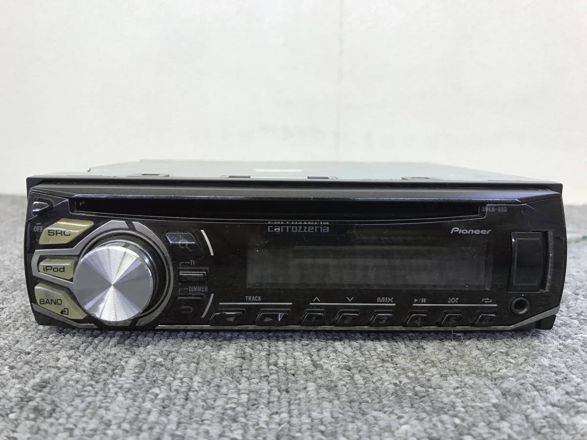 □□2402-F8 Carrozzeria Pioneer カロッェリア DEH-490 1DIN CDプレイヤー CDデッキ カーオーディオ フロントUSB AUX 動作確認済み 良品！_画像5